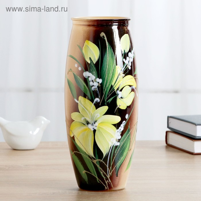 Ваза Ваза "Лилия" роспись на крашеном стекле, d-7см 10х23 см
