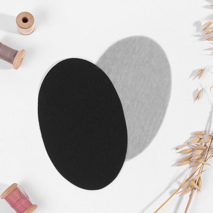 Заплатки для одежды, 15,5 × 9,5 см, термоклеевые, пара, цвет чёрный Заплатки для одежды, 15,5 × 9,5 см, термоклеевые, пара, цвет чёрный