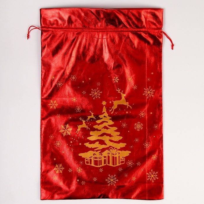 Подарочный мешок Деда Мороза «Елка с подарками», красный, 60 х 40см
