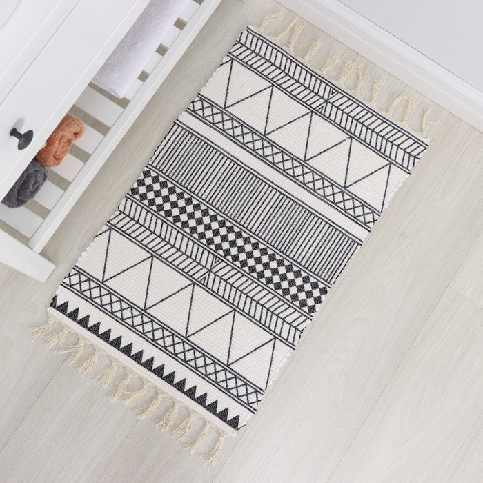 Коврик Доляна «Индиго», 47×80 см, цвет чёрно-белый