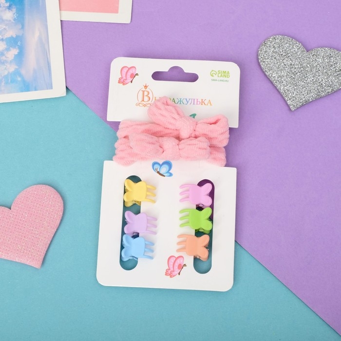 Набор для волос Набор для волос "Сонечка" (2 резинки, 6 крабов 1,1 см) бантики полоски ушки
