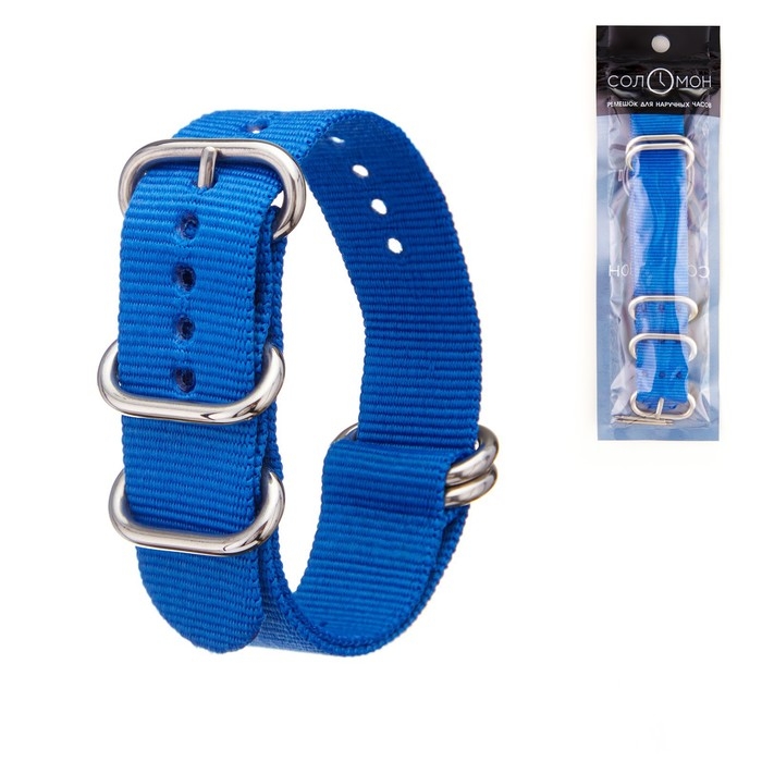 Ремешок для часов Ремешок для часов "Соломон", 22 мм, l-27 см, синий