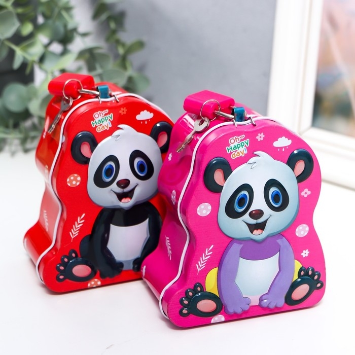 Копилка металл Копилка металл "Маленькая панда" с замком и ключами МИКС 10х5х8,5 см