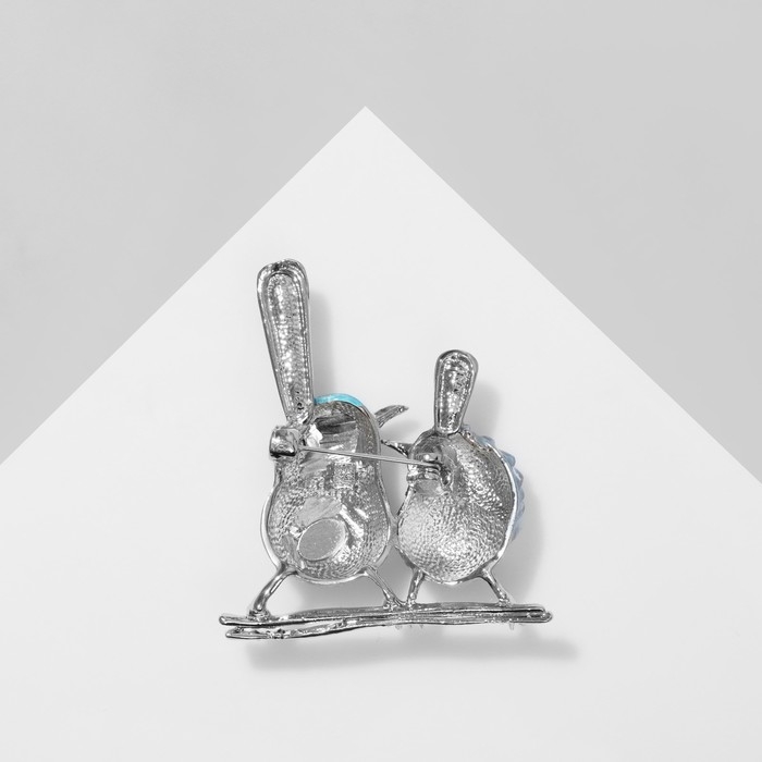 Брошь «Птички» парочка, цветная в серебре Брошь «Птички» парочка, цветная в серебре