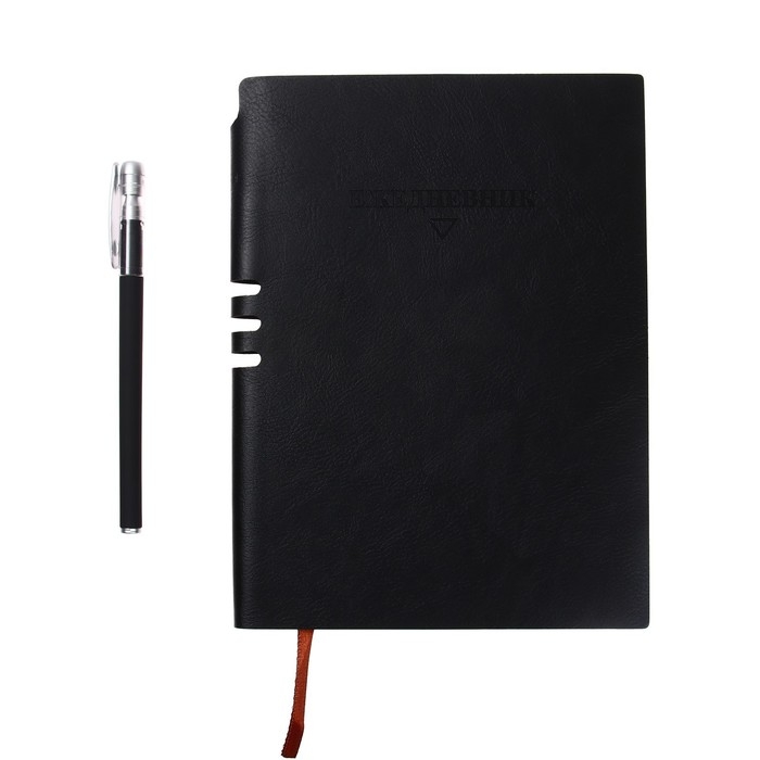 Ежедневник недатированный A5  Ежедневник недатированный A5 "Классика", обложка ПВХ, с ручкой, 140 листов, МИКС