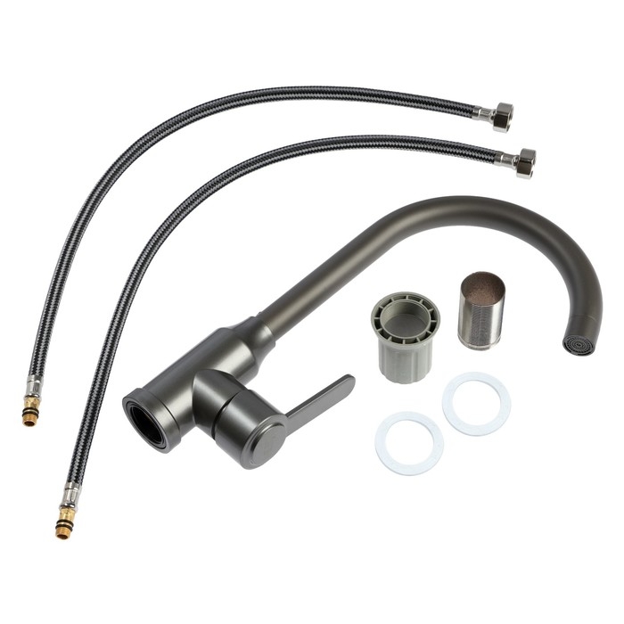 Смеситель для кухни ZEIN Z3700, однорычажный, поворотный излив высотой 26 см, графит Смеситель для кухни ZEIN Z3700, однорычажный, поворотный излив высотой 26 см, графит