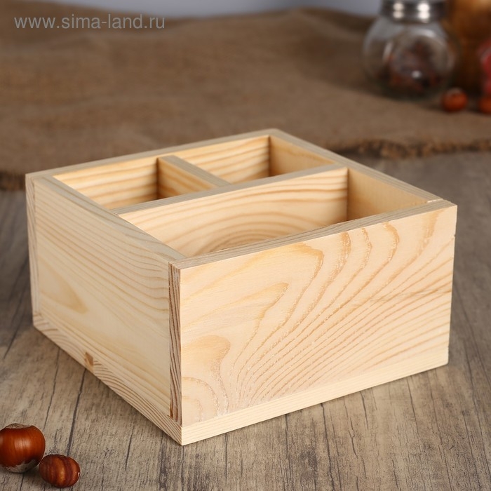 Подставка Подставка "Квадрат" из СОСНЫ, с 3мя отсеками, 15×15×8 см