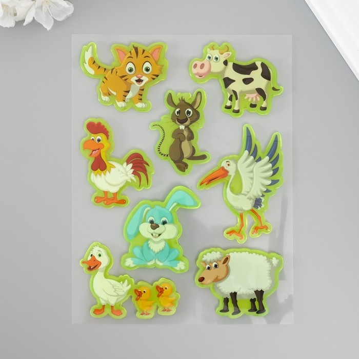 Наклейка силикон на стекло фосфорная Наклейка силикон на стекло фосфорная "Животный мир" 20х16 см