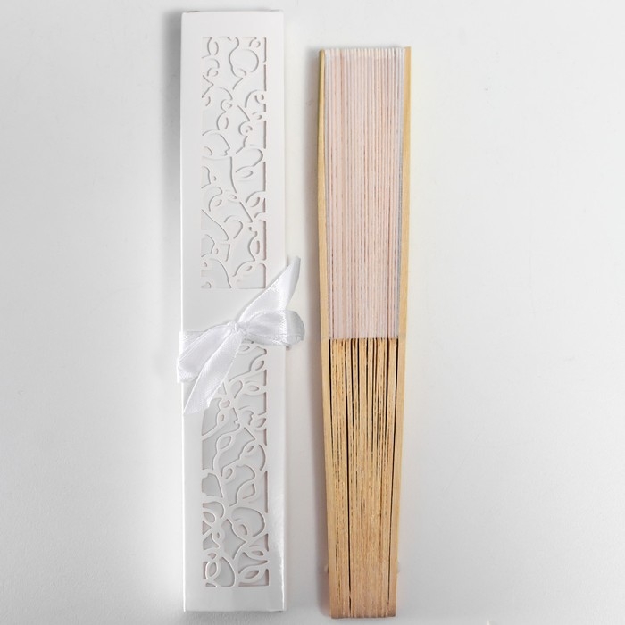 Веер бамбук, текстиль h=21 см  Веер бамбук, текстиль h=21 см "Моноцвет" в коробке, белый