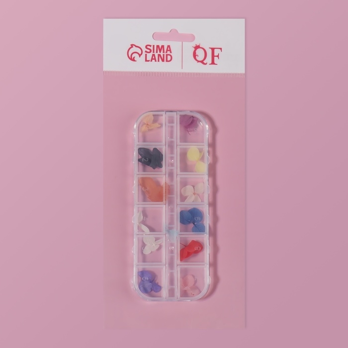 Сухоцветы для декора ногтей «Нежность», объёмные, 12 видов, в футляре, разноцветные