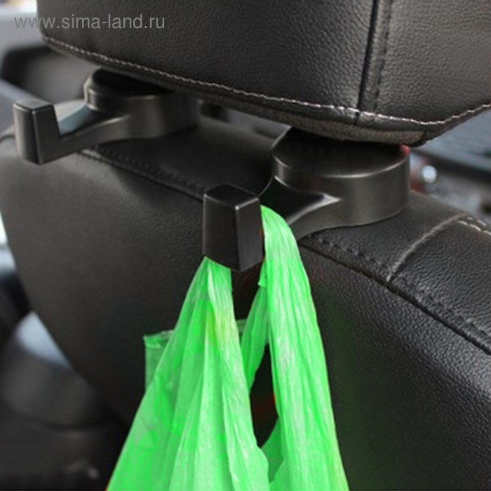 Вешалка-крючок на подголовник, набор 2 шт, чёрный Вешалка-крючок на подголовник, набор 2 шт, чёрный