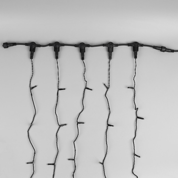 Гирлянда «Клип-лайт» 5 нитей по 20 м, IP44, УМС, тёмная нить, 665 LED, свечение белое, мерцание всех светодиодов, 24 В