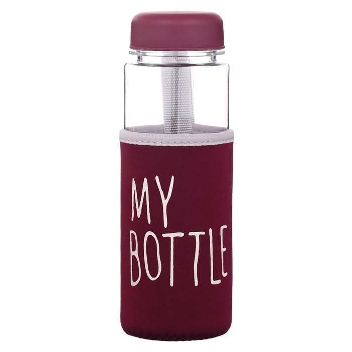 Бутылка для воды, 500 мл, My bottle, 19.5 х 6 см, чехол в комплекте, бордовая Бутылка для воды, 500 мл, My bottle, 19.5 х 6 см, чехол в комплекте, бордовая