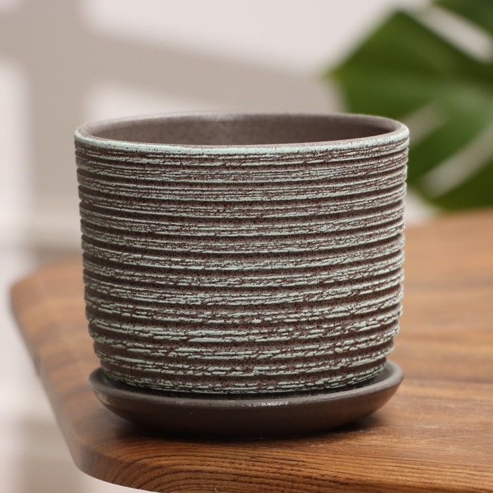 Горшок цветочный Горшок цветочный "Лоза" зелено-серый бук №1, 0,8 л