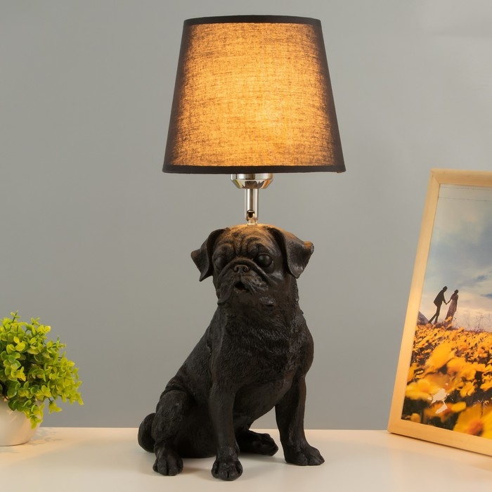 Настольная лампа Настольная лампа "Мопс" Е27 40Вт черный 20х21х59см RISALUX