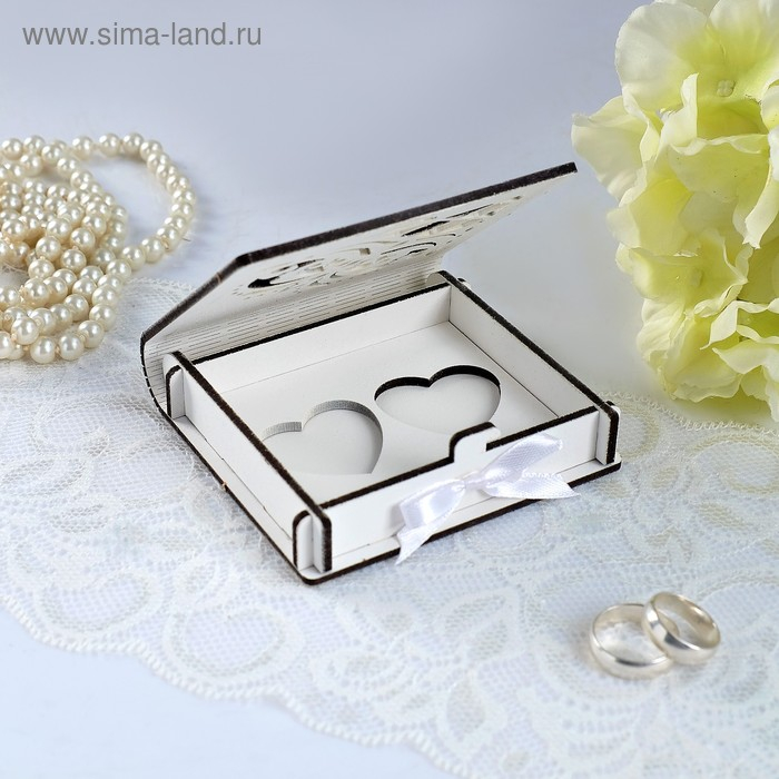 Шкатулка под кольца Шкатулка под кольца "Ажурная", белая, 10х9,5х2,6 см