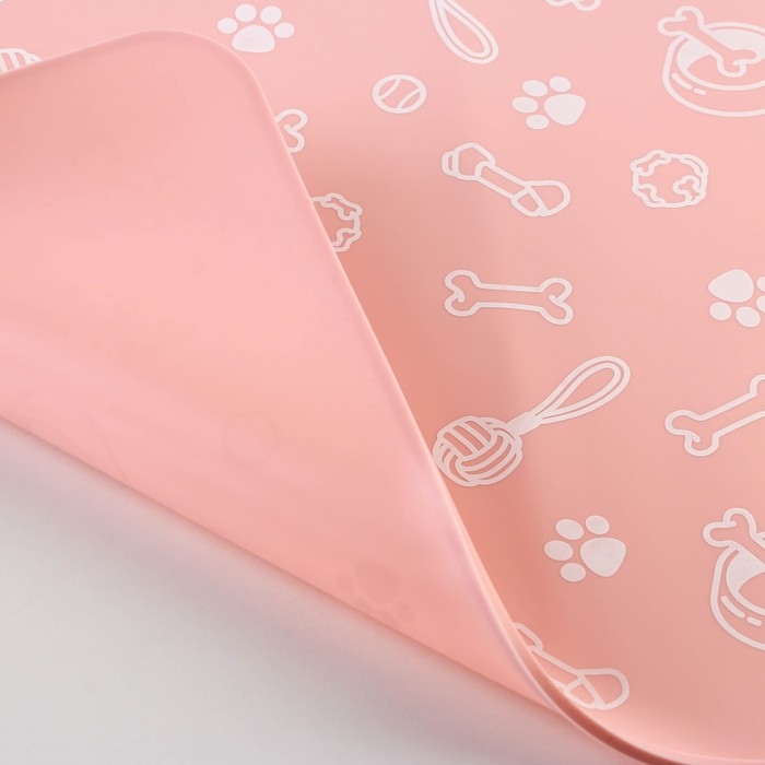 Коврик силиконовый под миску «Паттерн», 30х40 см, розовый Коврик силиконовый под миску «Паттерн», 30х40 см, розовый