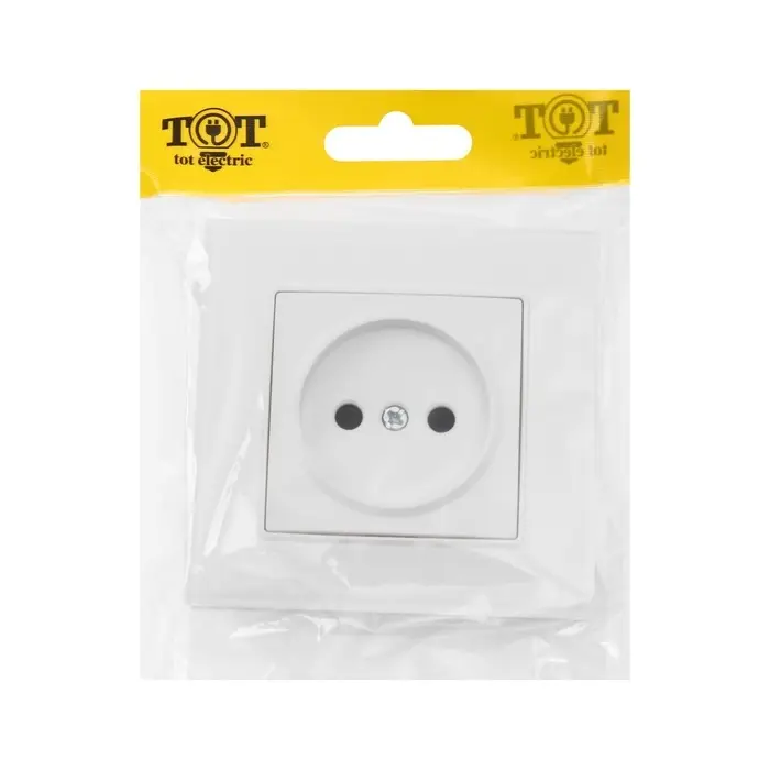 Розетка TOT Matte Glass, 10 А, стекло, скрытая, одноместная, без заземления, белая