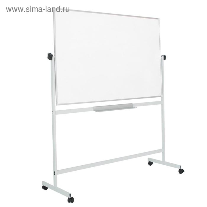 Доска двусторонняя 100х150 см, магнитно-маркерная/меловая, Calligrata СТАНДАРТ, поворотная на мобильном стенде, в алюминиевой рамке, с полочкой Доска двусторонняя 100х150 см, магнитно-маркерная/меловая, Calligrata СТАНДАРТ, поворотная на мобильном стенде, в алюминиевой рамке, с полочкой