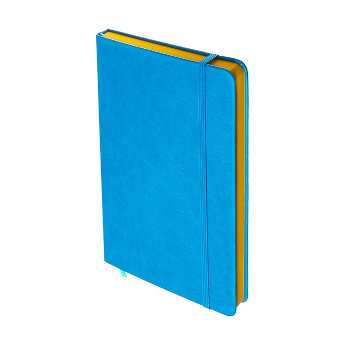 Ежедневник недатированный A5, 140л, клетка, кожзам, на резинке, желтый срез, Синий Ежедневник недатированный A5, 140л, клетка, кожзам, на резинке, желтый срез, Синий