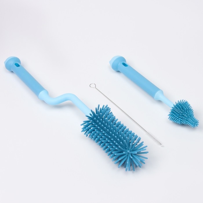 Набор ёршиков для бутылочек и сосок, 3 шт., цвет голубой Набор ёршиков для бутылочек и сосок, 3 шт., цвет голубой