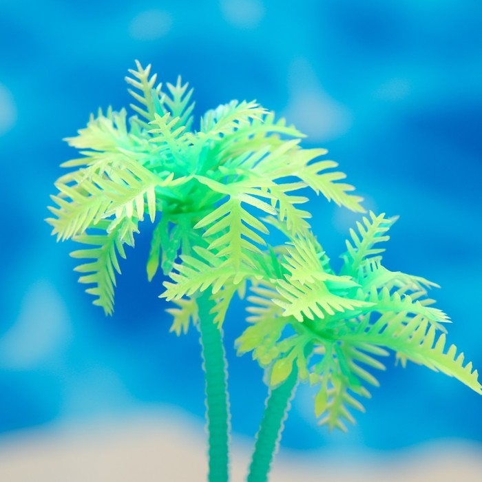 Растение искусственное аквариумное  Растение искусственное аквариумное "Пальма", светящееся, 10 см, зелёное