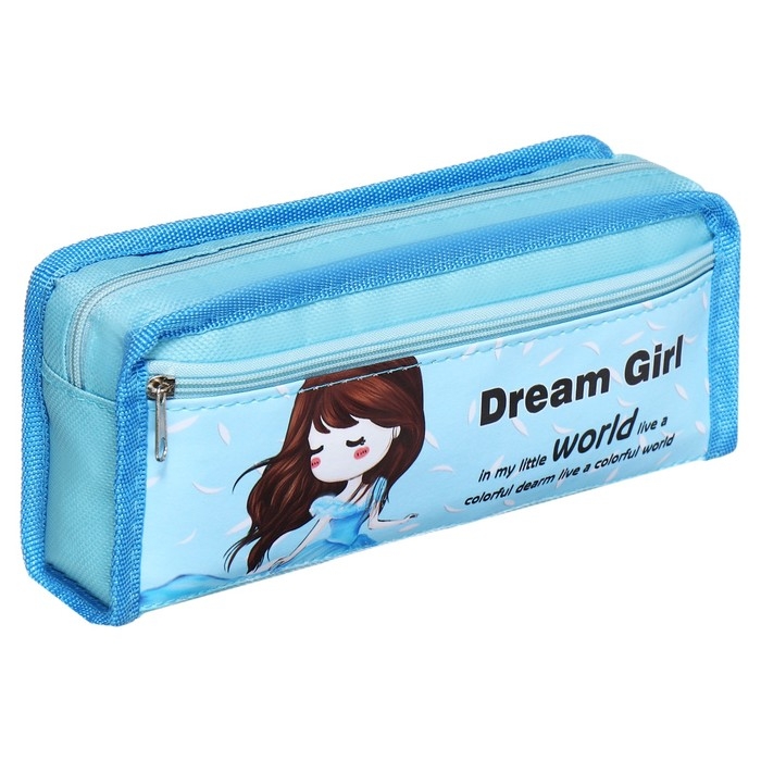 Пенал школьный на молнии Calligrata Пенал школьный на молнии Calligrata "Аниме", 2 отделения, голубой