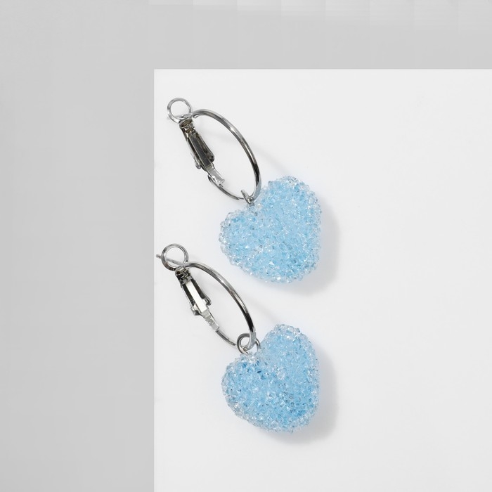 Серьги пластик «Сахар» сердце, цвет голубой в серебре Серьги пластик «Сахар» сердце, цвет голубой в серебре