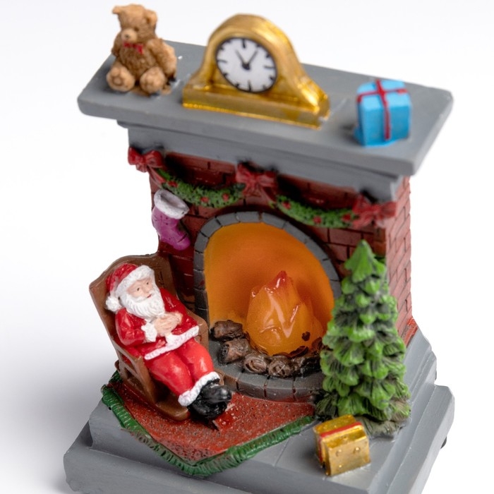 Светодиодная фигура «Камин» 13 × 9 × 6 см, полистоун, батарейки АААх2 (не в комплекте), свечение тёплое белое