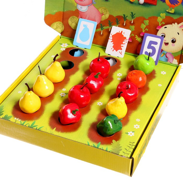 Обучающий набор «Мой весёлый огород», 40 фигурок, карточки, объёмное поле, по методике Монтессори Обучающий набор «Мой весёлый огород», 40 фигурок, карточки, объёмное поле, по методике Монтессори