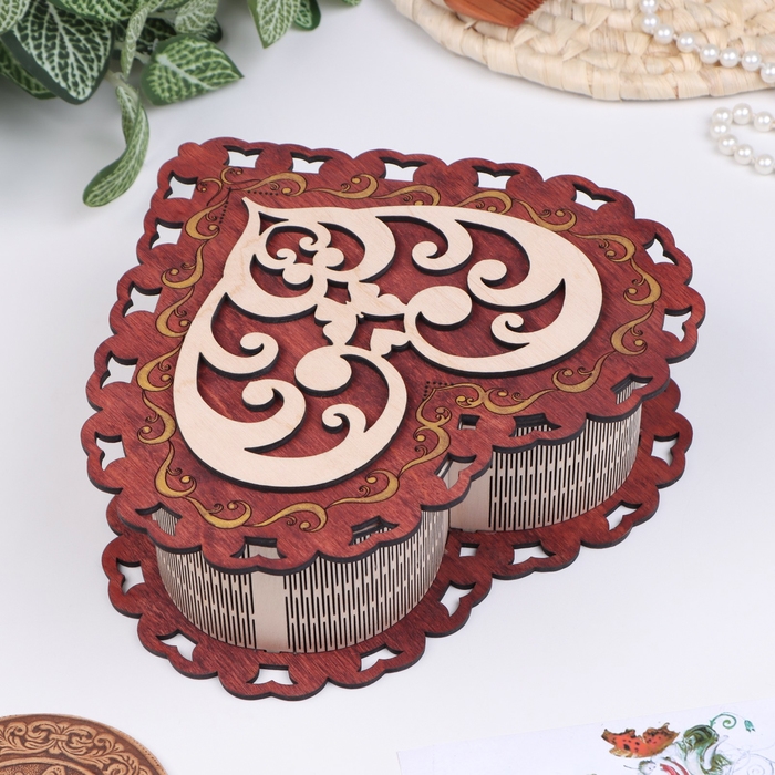 Шкатулка  Шкатулка "Сердце", с пожеланием, 21х19х6 см