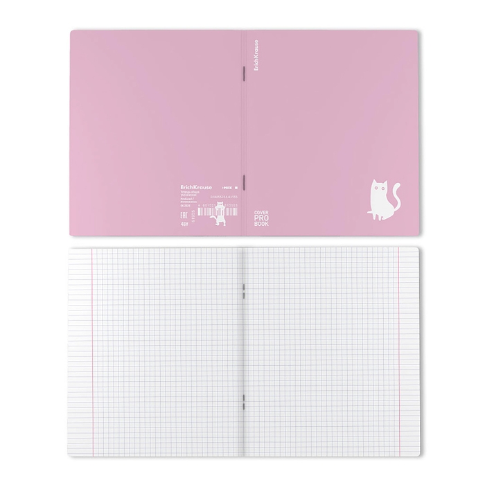 Тетрадь 48 листов в клетку ErichKrause Тетрадь 48 листов в клетку ErichKrause "CoverProBook Brave cats", пластиковая обложка с тиснением, шелкография, блок офсет 100% белизны, микс