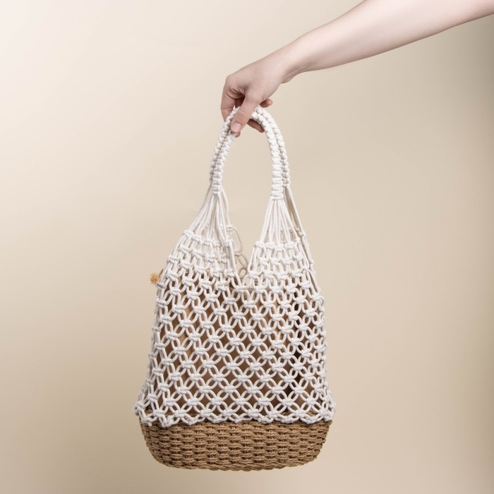 Сумка женская SL Home, ручное плетение, хлопок, 27×48 см Сумка женская SL Home, ручное плетение, хлопок, 27×48 см