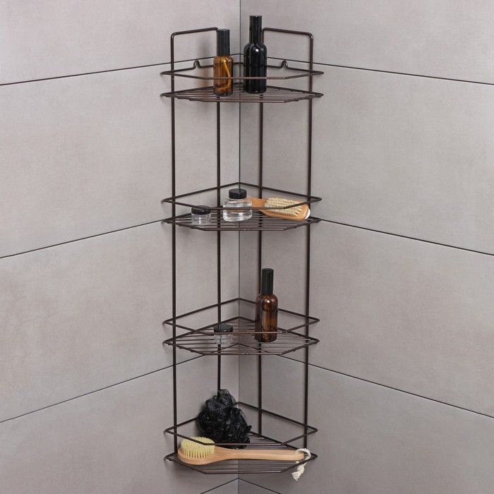 Полка угловая для ванной 4-х ярусная Эконом, 219×219×836 cм, цвет медная искра Полка угловая для ванной 4-х ярусная Эконом, 219×219×836 cм, цвет медная искра