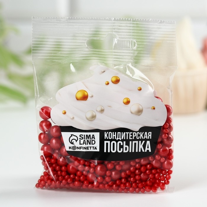 Посыпка кондитерская мягкая: красная, 50 г.