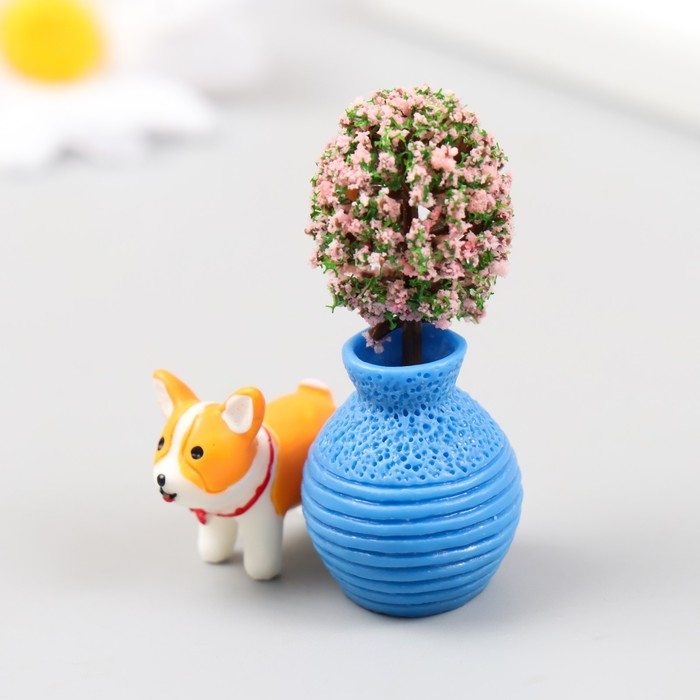 Фигурка для флорариума полистоун  Фигурка для флорариума полистоун "Пёсик у вазочки" 2,6 см