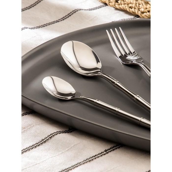 Столовые приборы из нержавеющей стали Magistro Bamboo, 4 предмета, цвет серебряный Столовые приборы из нержавеющей стали Magistro Bamboo, 4 предмета, цвет серебряный