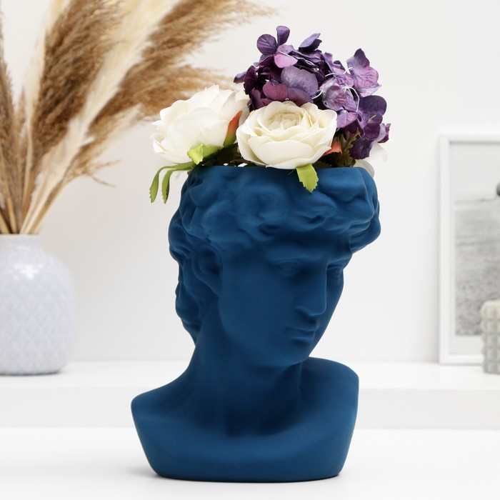 Кашпо - ваза Кашпо - ваза "Голова Давида" синее, 22*16*14 см