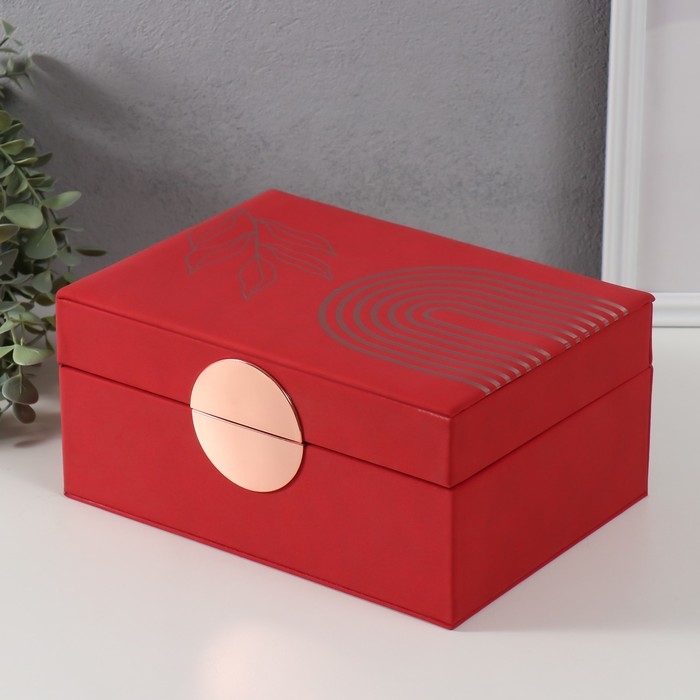 Шкатулка кожзам для украшений  Шкатулка кожзам для украшений "Веточка. Радуга" красная 18х24,5х11 см