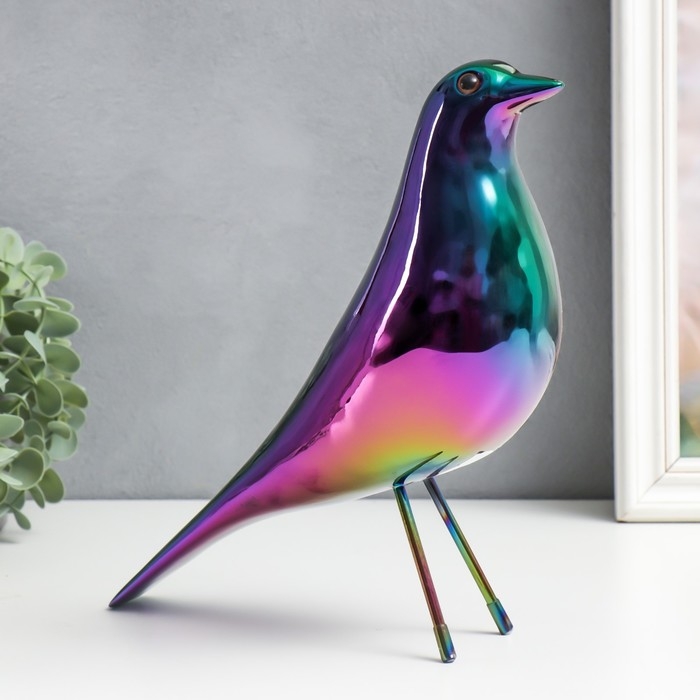 Сувенир полистоун Сувенир полистоун "Птица" золото хамелеон 25,5х25х8 см