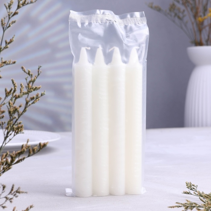 Набор свечей хозяйственных, 2х15,5 см, 4 ч, 42 г, 4 штуки Набор свечей хозяйственных, 2х15,5 см, 4 ч, 42 г, 4 штуки