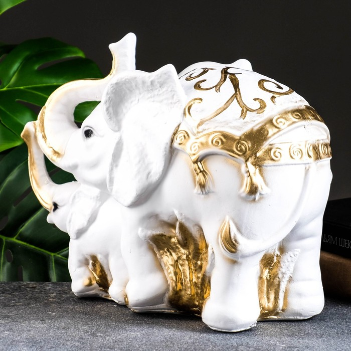 Копилка Копилка "Слон со слонёнком" золотой, 16х33х25см МИКС