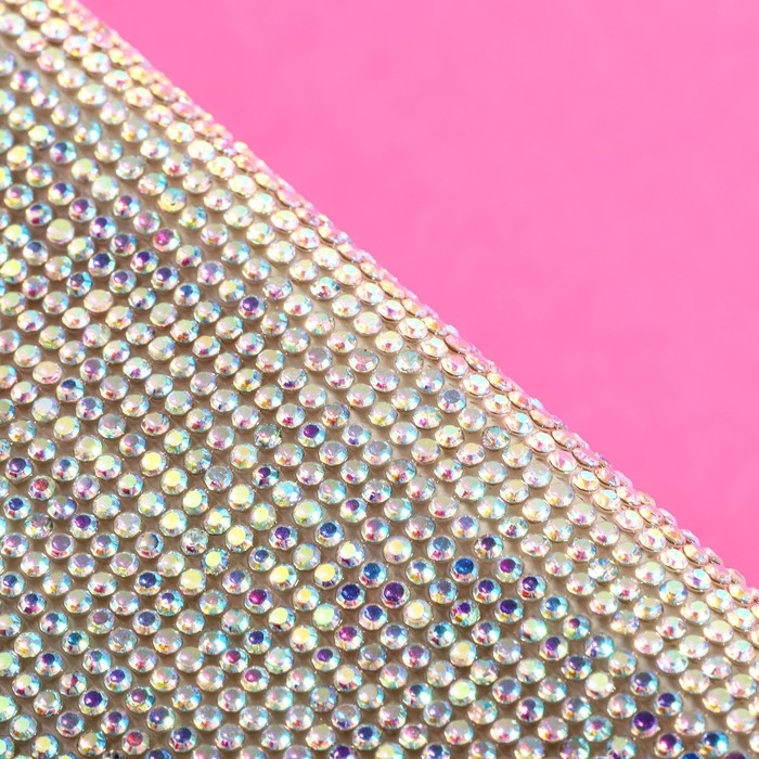 Стразы самоклеящиеся на листе, с голографией, d = 2 мм, 40 × 24 см, цвет серебряный