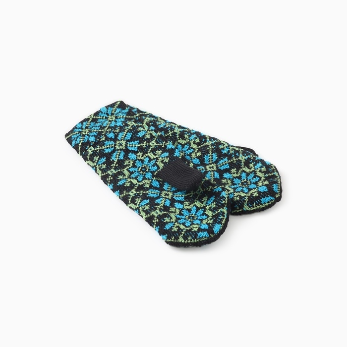 Варежки двойные женские  Варежки двойные женские "Орнамент", цвет черный/синий, р-р 18