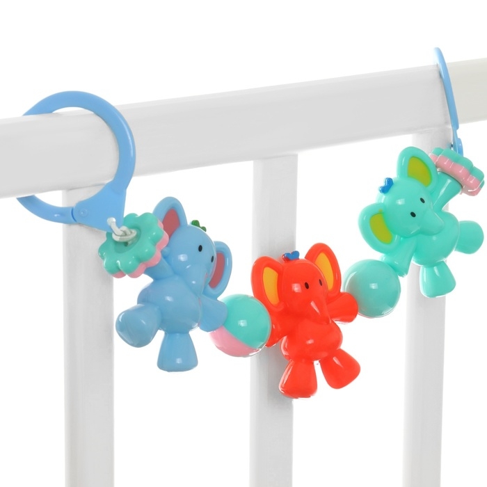 Растяжка на коляску/кроватку «Слоник», 3 игрушки с погремушками, цвет МИКС, Крошка Я Растяжка на коляску/кроватку «Слоник», 3 игрушки с погремушками, цвет МИКС, Крошка Я