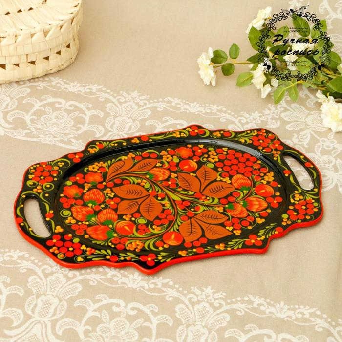 Поднос «Хохлома», средний, ручная роспись, микс Поднос «Хохлома», средний, ручная роспись, микс