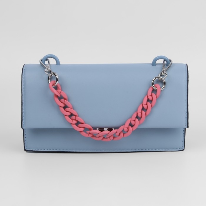 Цепочка для сумки, с карабинами, пластиковая, 23 × 17 мм, 30 см, цвет пыльная роза/серебряный