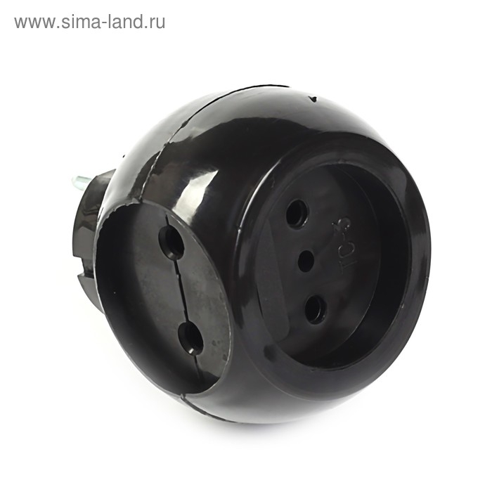 Тройник электрический REXANT  Тройник электрический REXANT "Шар", 6 А, без з/к, черный