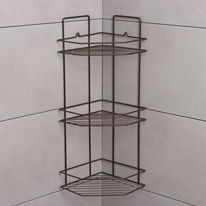 Полка угловая для ванной 3-х ярусная Эконом, 220×220×600 мм, цвет медная искра Полка угловая для ванной 3-х ярусная Эконом, 220×220×600 мм, цвет медная искра