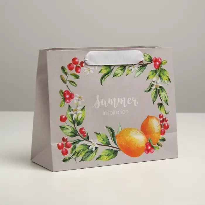 Пакет подарочный крафтовый, упаковка, «Лето», 22 х 17.5 х 8 см Пакет подарочный крафтовый, упаковка, «Лето», 22 х 17.5 х 8 см